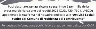 Pontassieve 5xmille per sostenere il contributo affitti