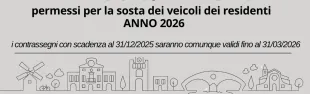Rinnovo e rilascio dei permessi per la sosta dei veicoli dei residenti per l’anno 2025 Rinnovo e rilascio dei permessi per la sosta dei veicoli dei residenti per l’anno 2026