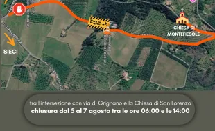 Lavori di asfaltatura in via Montefiesole. Pontassieve 5-7 agosto 2026