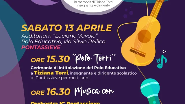 Pontassieve, 13 aprile 2024. Alle ore 15,30 intitolazione del Polo Educativo di Pontassieve a Tiziana Torri, ex dirigente scolastica