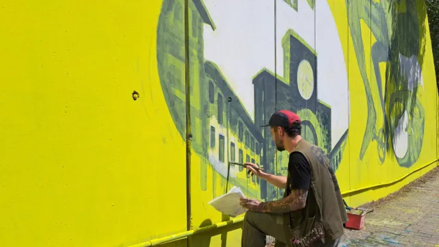 Opera di Street Art a cura di Uovo Studios per il Grand Départ Florence Émilie-Romagne 2024. In corso la realizzazione al sottopassaggio de “I Veroni” – Pontassieve