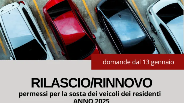Rinnovo e rilascio dei permessi per la sosta dei veicoli dei residenti per l’anno 2025