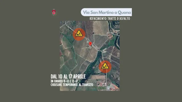 Pontassieve, 10 aprile. Interventi di asfaltatura su Via San Martino a Quona
