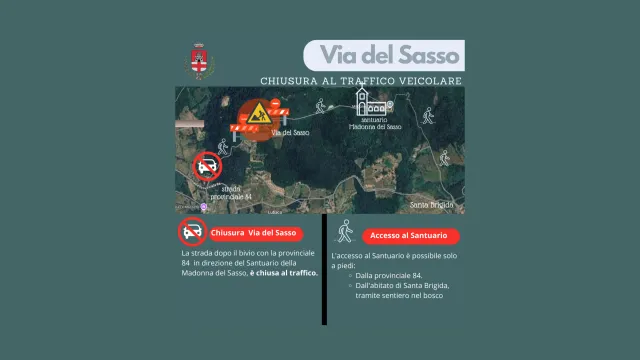 Via del Sasso. Chiusura al transito veicolare