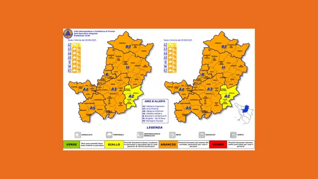 Codice arancio per rischio idrogeologico e temporali forti per giovedì 28 a venerdì 29 agosto 2025