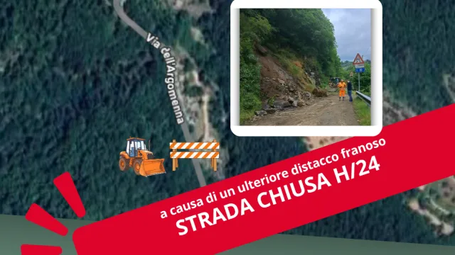 Via dell'Argomenna. Strada chiusa fino al 15 maggio 2026