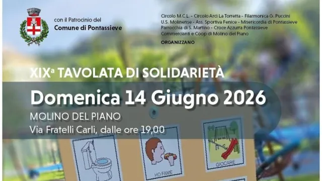 XIXª tavolata di solidarietà a Molino del Piano. Pontassieve, 14/06/2026