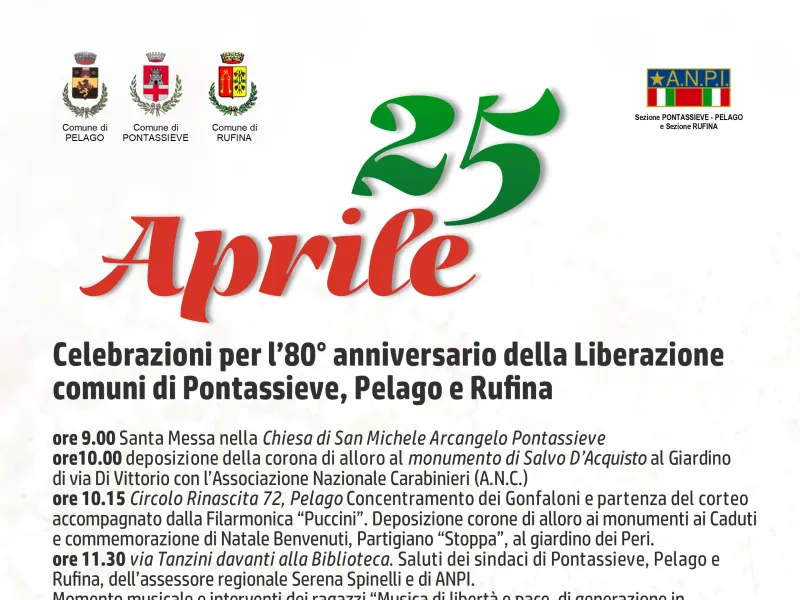 Pontassieve. Cerimonia per il 80 anniversario della Liberazione