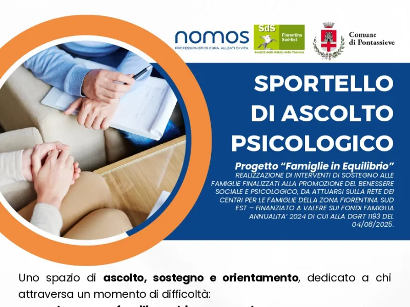Attivo a Pontassieve lo sportello gratuito di ascolto e sostegno psicologico