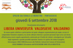 Libera Università della Valdisieve e Valdarno. Presentazione dei corsi. Giovedì 6 settembre 2018 ore 20,30 a Le Muratine in piazza Vittorio Emanuele II a Pontassieve.
