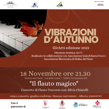Pontassieve, GirArti edizione 2023 concerto per flauto traverso con Silvia Chiarelli. Sabato 18 novembre ore 21,30